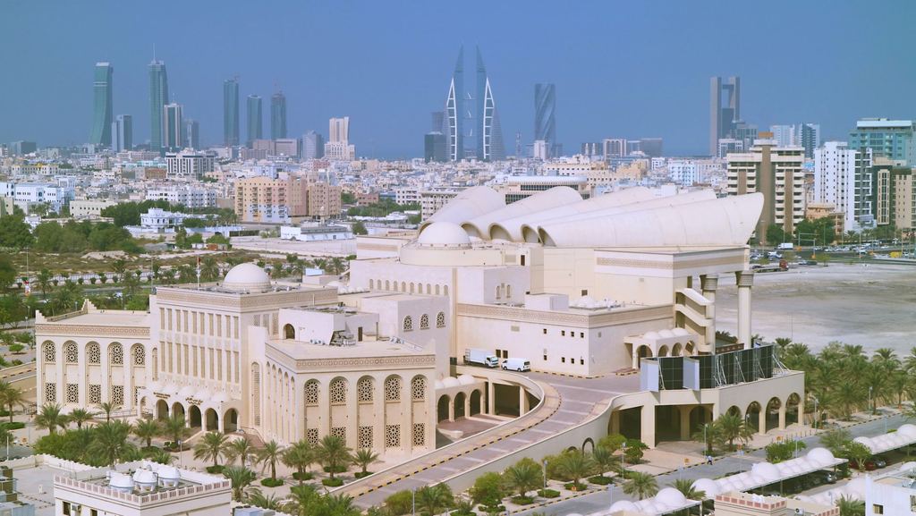 Skyline of Bahrain, where the band plays Oktoberfest events